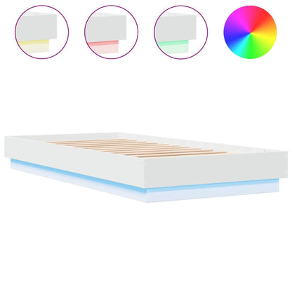 Bed Frame without Mattress with LED Lights White 100x200 cm