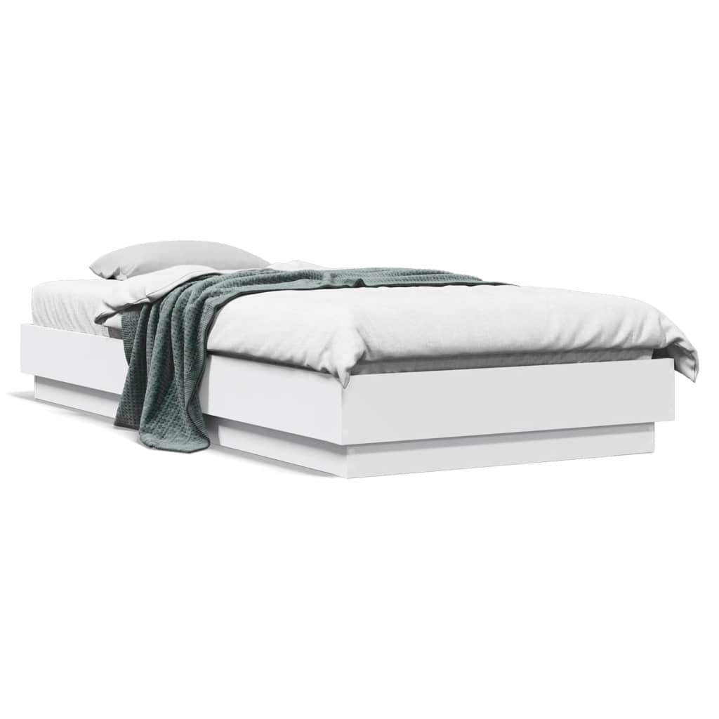 Bed Frame without Mattress with LED Lights White 100x200 cm