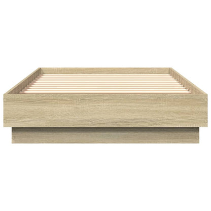 Bed Frame without Mattress with LED Lights Sonoma Oak 90x190 cm Single