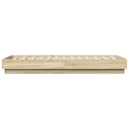 Bed Frame without Mattress with LED Lights Sonoma Oak 90x190 cm Single