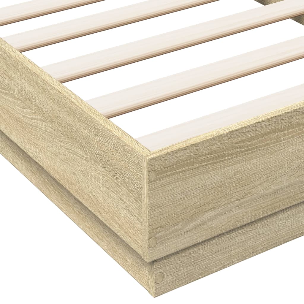 Bed Frame without Mattress with LED Lights Sonoma Oak 90x190 cm Single