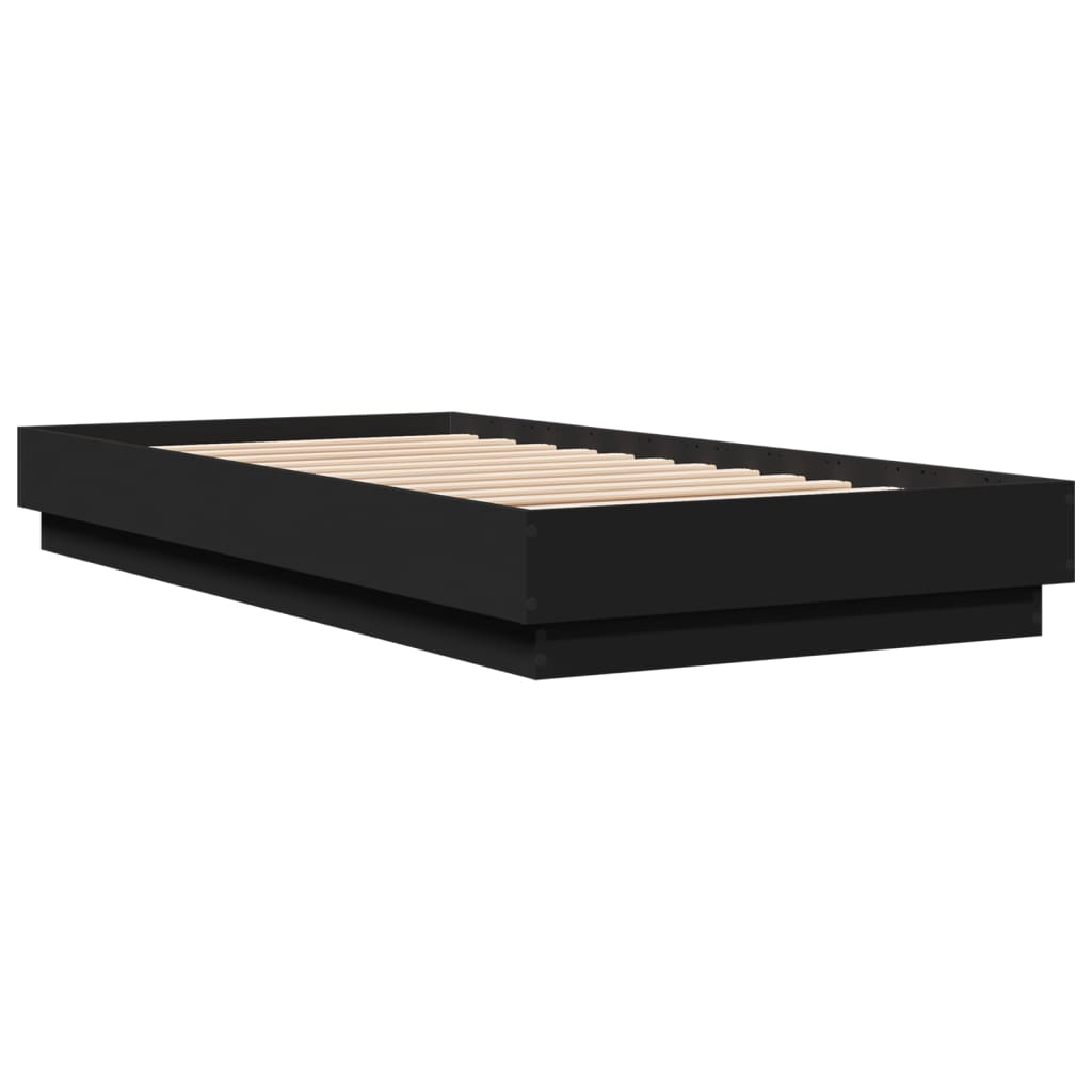 Bed Frame without Mattress with LED Lights Black 75x190 cm Small Single