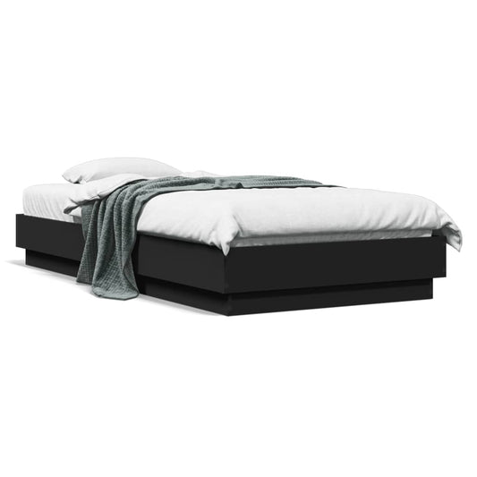 Bed Frame without Mattress with LED Lights Black 75x190 cm Small Single