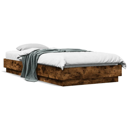 Bed Frame without Mattress Smoked Oak 100x200 cm Engineered Wood