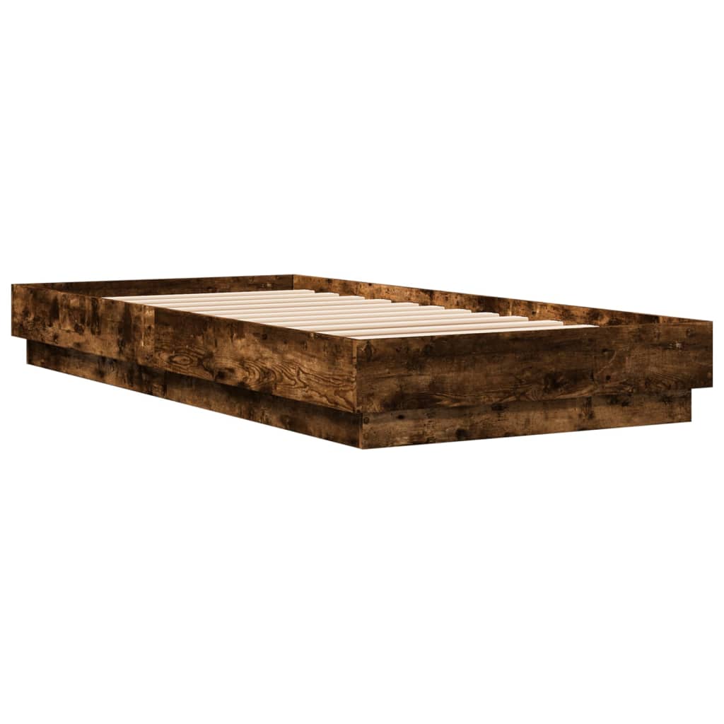 Bed Frame without Mattress Smoked Oak 100x200 cm Engineered Wood