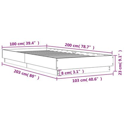 Bed Frame without Mattress Smoked Oak 100x200 cm Engineered Wood