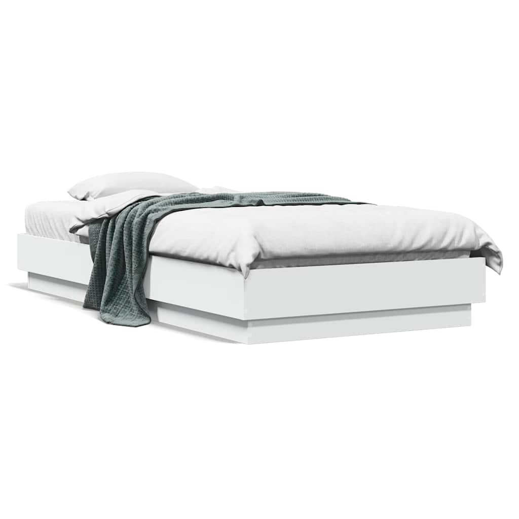 Bed Frame without Mattress White 90x190 cm Single Engineered Wood