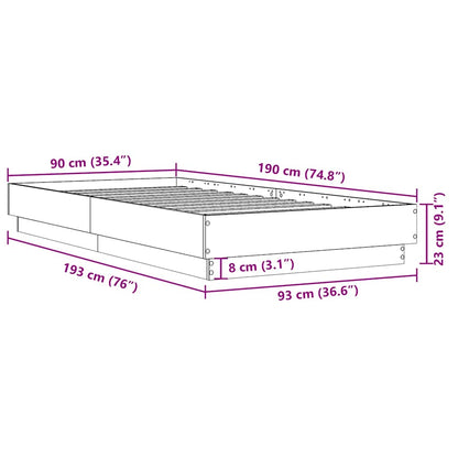 Bed Frame without Mattress White 90x190 cm Single Engineered Wood