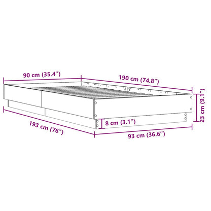 Bed Frame without Mattress Grey Sonoma 90x190 cm Single Engineered Wood