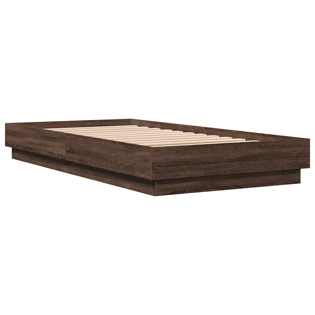 Bed Frame without Mattress Brown Oak 90x190 cm Single Engineered Wood
