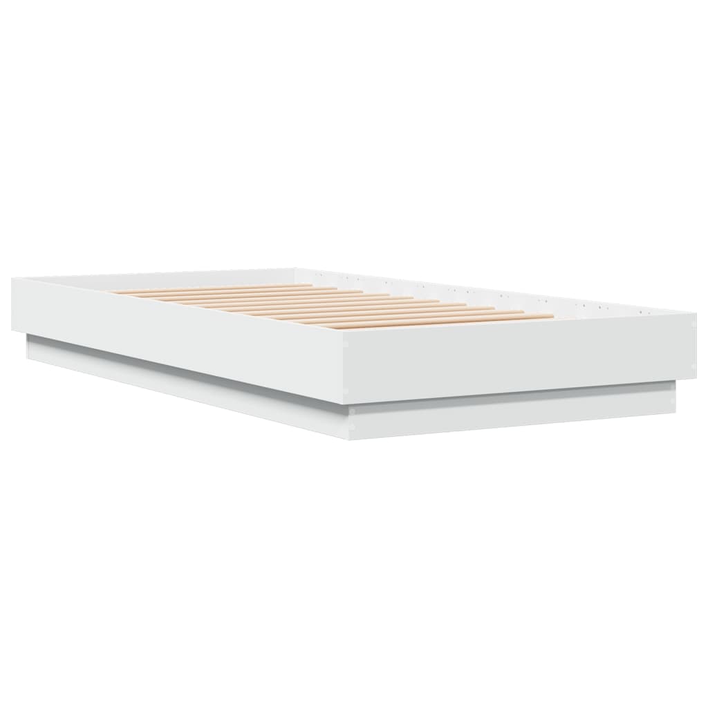 Bed Frame without Mattress White 75x190 cm Small Single Engineered Wood