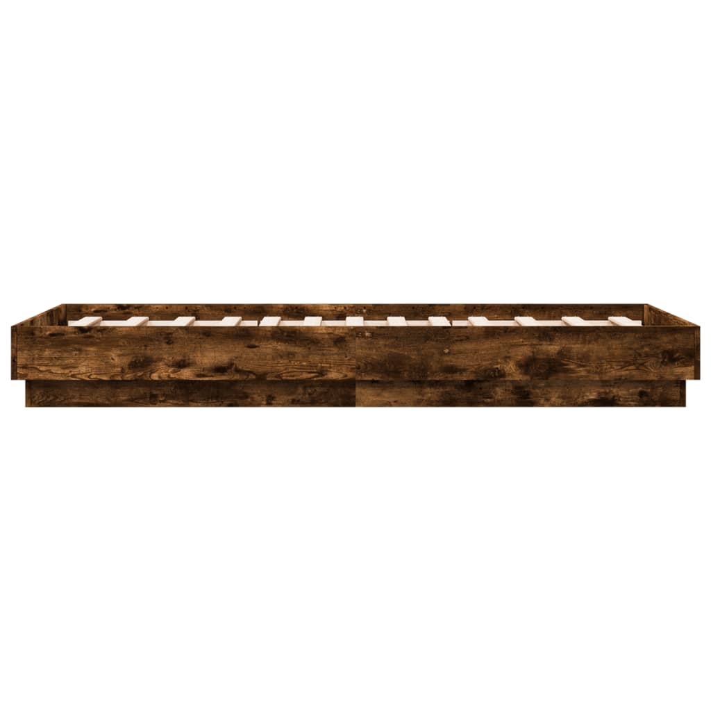 Bed Frame without Mattress Smoked Oak 75x190 cm Small Single Engineered Wood