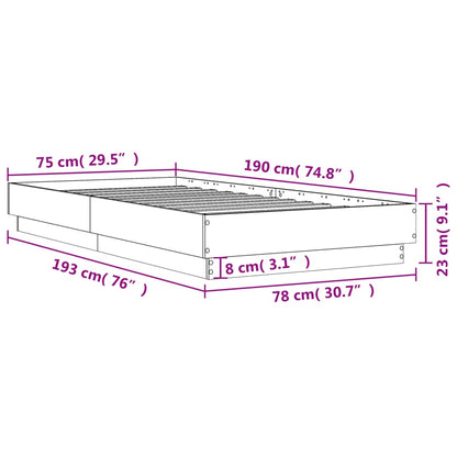 Bed Frame without Mattress Grey Sonoma 75x190 cm Small Single Engineered Wood