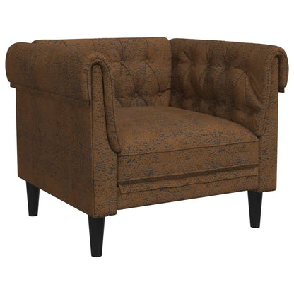 3 Piece Sofa Set Brown Fabric
