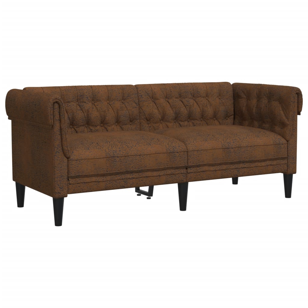3 Piece Sofa Set Brown Fabric