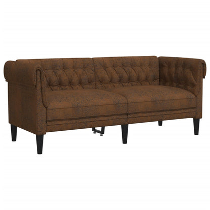 3 Piece Sofa Set Brown Fabric