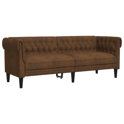 3 Piece Sofa Set Brown Fabric