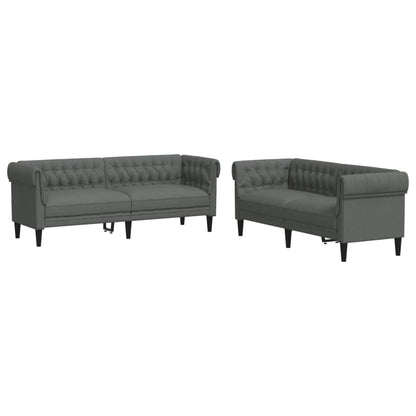 2 Piece Sofa Set Dark Gray Fabric