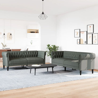 2 Piece Sofa Set Dark Gray Fabric