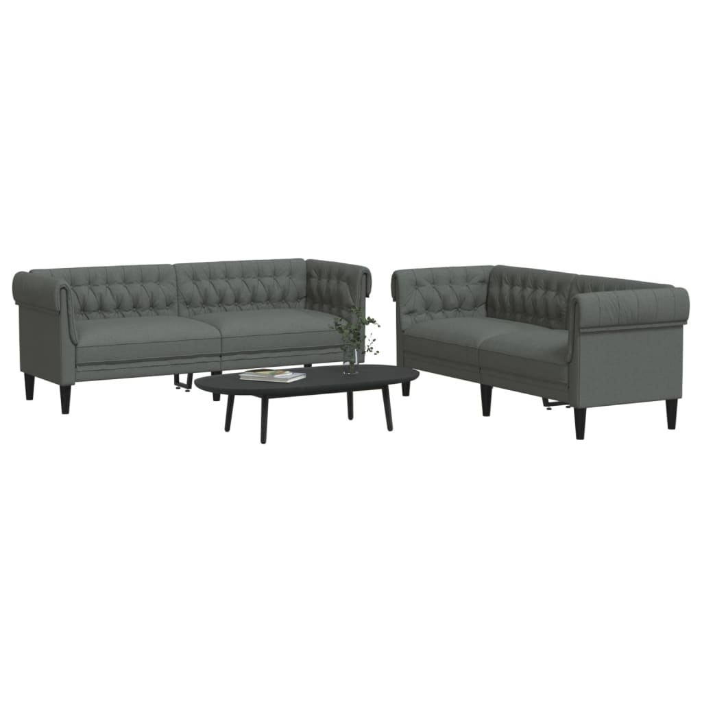 2 Piece Sofa Set Dark Gray Fabric