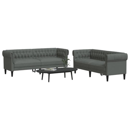 2 Piece Sofa Set Dark Gray Fabric