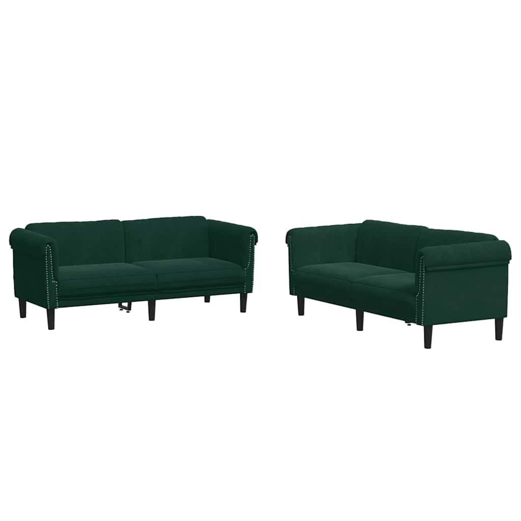 3 Piece Sofa Set Dark Green Velvet