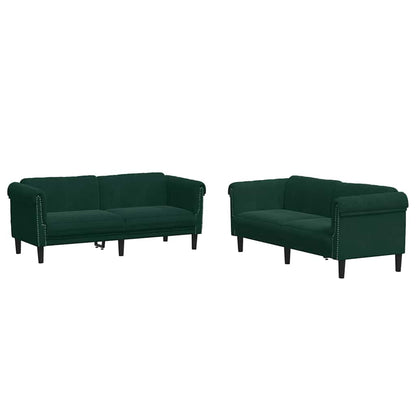 3 Piece Sofa Set Dark Green Velvet