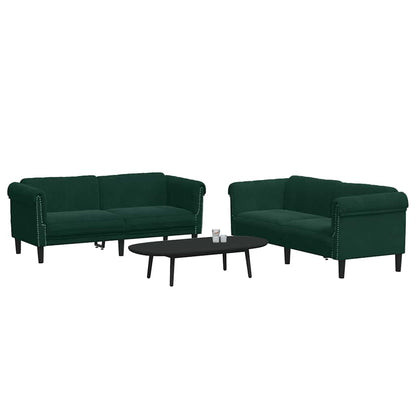 3 Piece Sofa Set Dark Green Velvet