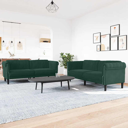 3 Piece Sofa Set Dark Green Velvet