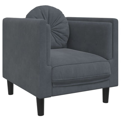 3 Piece Sofa Set with Pillows Dark Gray Velvet
