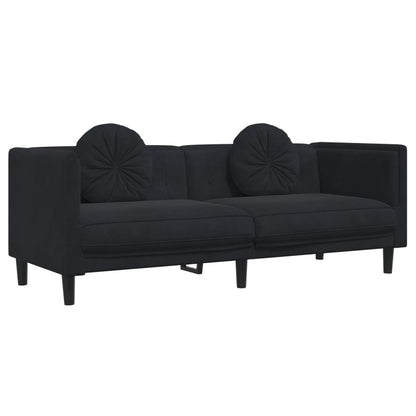 3 Piece Sofa Set with Pillows Black Velvet