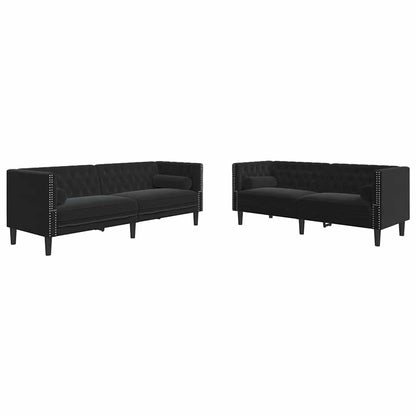 2 Piece Chesterfield Sofa Set with Bolsters Black Velvet