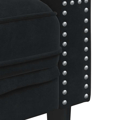 2 Piece Chesterfield Sofa Set with Bolsters Black Velvet