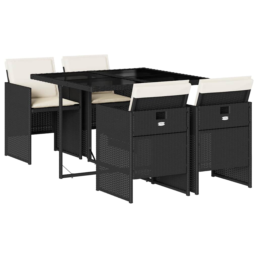Garden Dining Set Black and Cream White