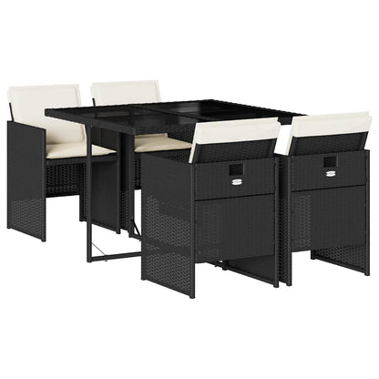 Garden Dining Set Black and Cream White