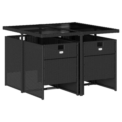 Garden Dining Set Black and Cream White