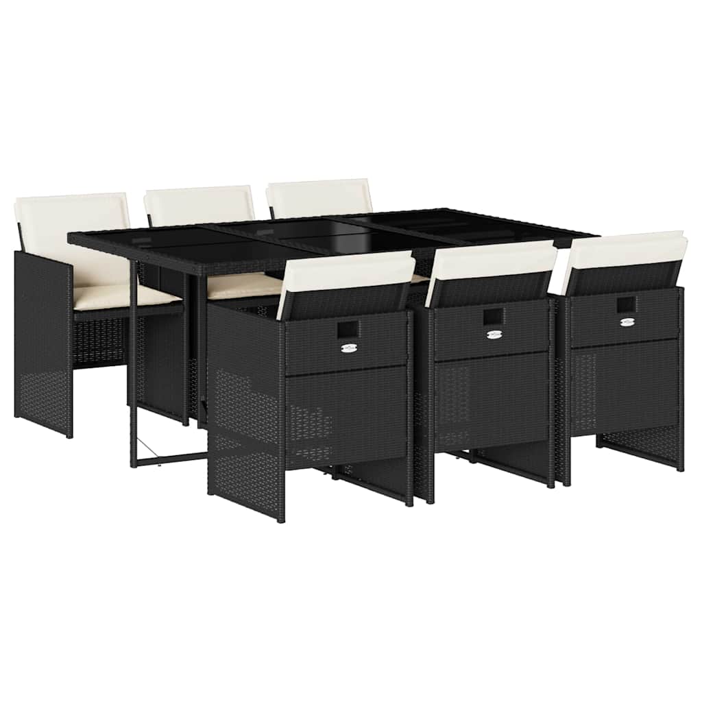 Garden Dining Set Black, Cream White