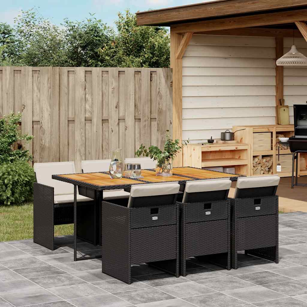 Garden Dining Set Black, Brown, Cream White