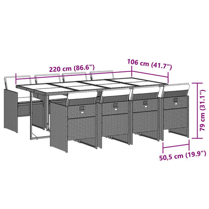 Garden Dining Set Black PE Rattan 8-seater UV-resistant materials