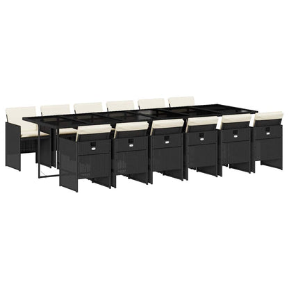 Garden Dining Set Black, Cream White
