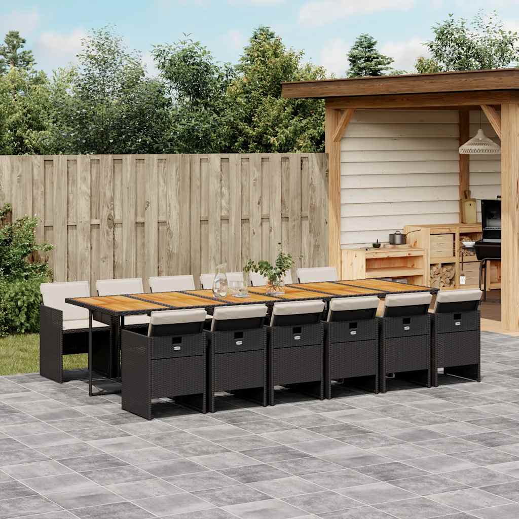 Garden Dining Set Black and cream white