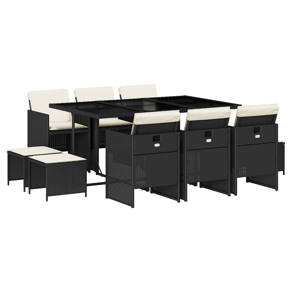 Garden Dining Set Black, Cream White