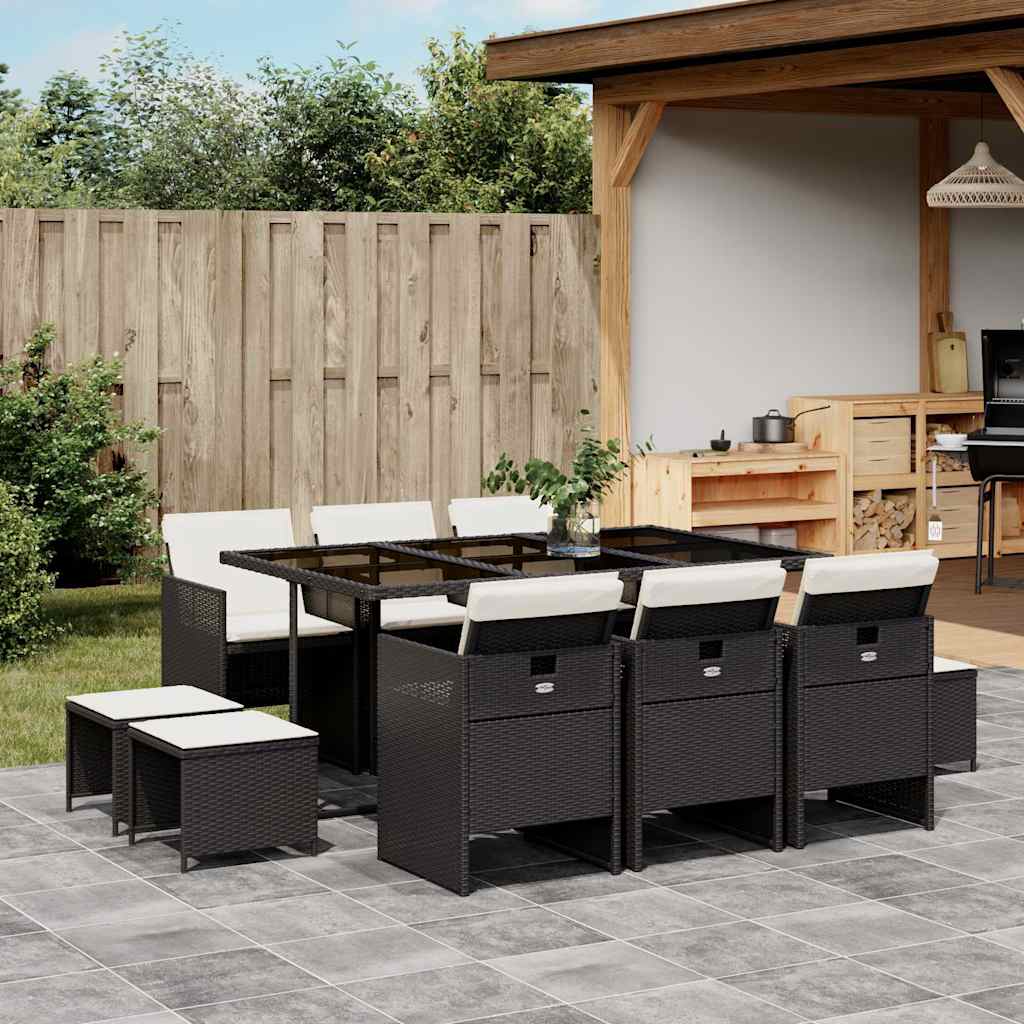 Garden Dining Set Black, Cream White