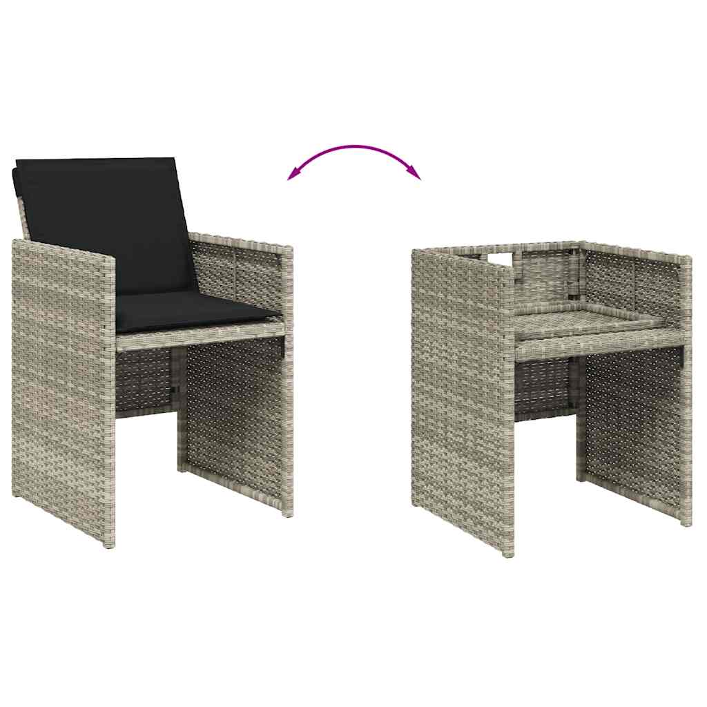 Garden Dining Set | Light grey | PE rattan | 12-seater | Foldable