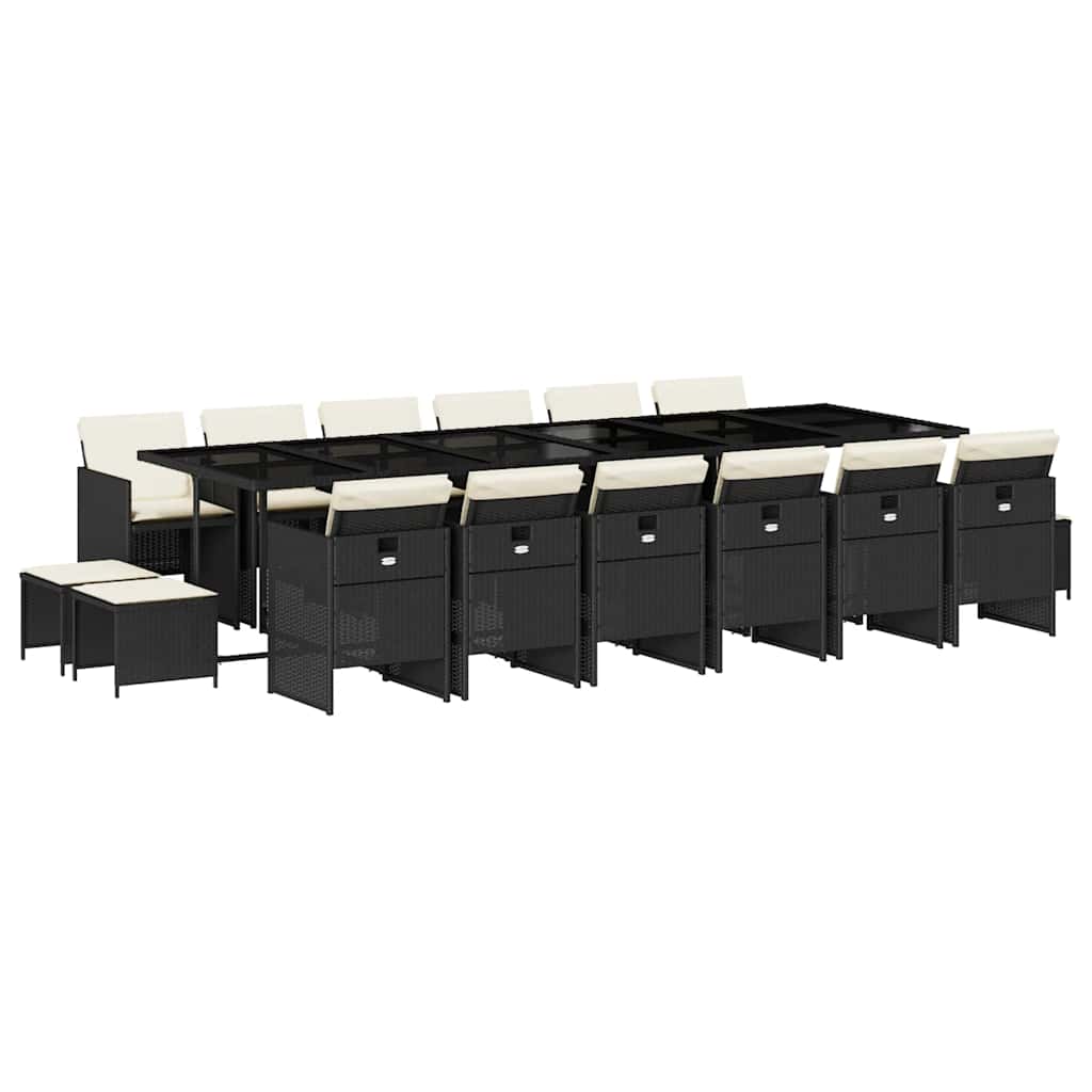 Garden Dining Set Black Poly Rattan 16-seater
