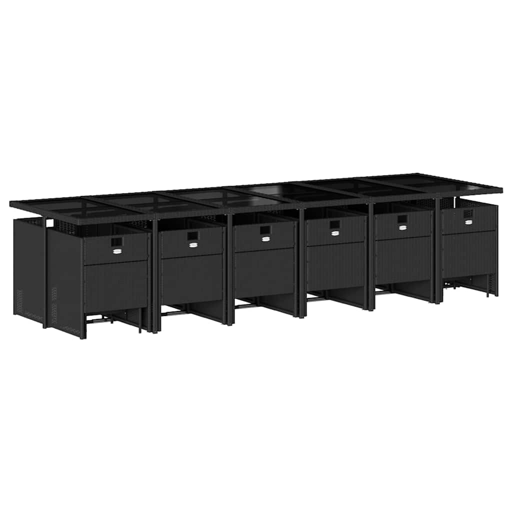 Garden Dining Set Black Poly Rattan 16-seater