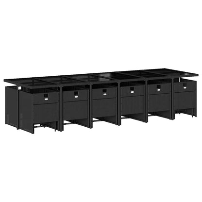 Garden Dining Set Black Poly Rattan 16-seater