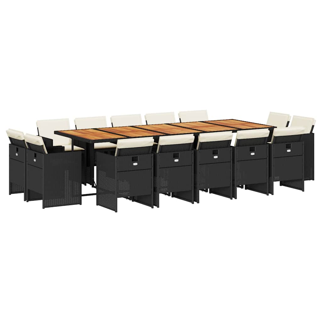 Garden Dining Set Black and brown, Cream white cushions