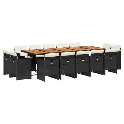 Garden Dining Set Black and brown, Cream white cushions
