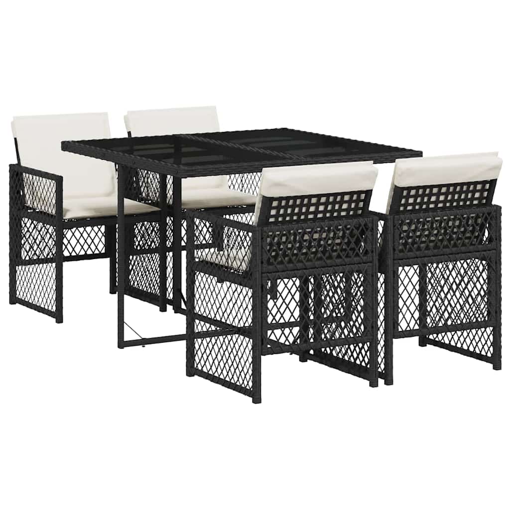 Garden Dining Set Black, Cream White